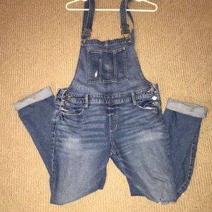 ripped overall jeans